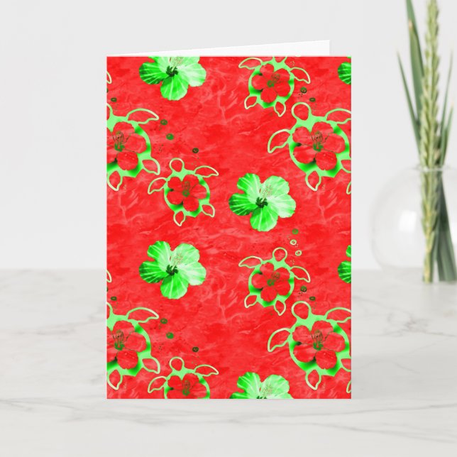 Cartes Pour Fêtes Annuelles Tortues Honu de vacances (Devant)