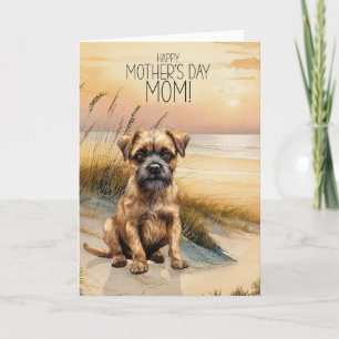 Cartes Pour Fêtes Annuelles Tôtien Border Terrier Chien Coucher de soleil Fête