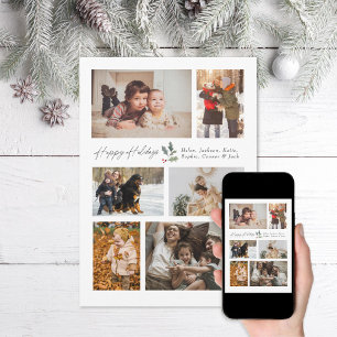 Cartes Pour Fêtes Annuelles Touche de Holly Minimal Photo Collage Happy