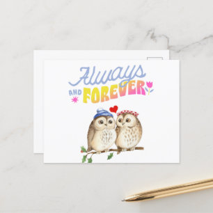 Cartes Pour Fêtes Annuelles Toujours et à jamais Adorables Hiboux amoureux