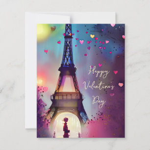 Cartes Pour Fêtes Annuelles Tour Eiffel à l'aquarelle valentine Vacances 