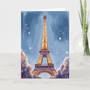 Cartes Pour Fêtes Annuelles Tour Eiffel joyeuse Noël à Paris Aquarelle