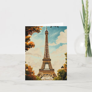 Cartes Pour Fêtes Annuelles Tour Eiffel Paris Voyage Style Rétro Art Vintage