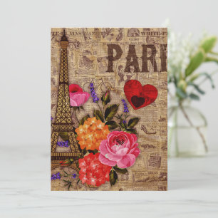 Cartes Pour Fêtes Annuelles Tour Eiffel Vintage Français