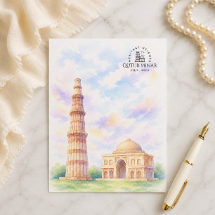 Cartes Pour Fêtes Annuelles Tour Qutub Minar Delhi, Inde Monument emblématiq