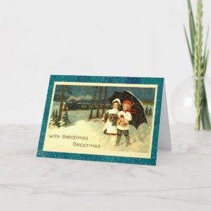 Cartes Pour Fêtes Annuelles Tour vintage mignon superbe de train de Noël de