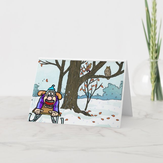 Cartes Pour Fêtes Annuelles Tourneiges et oiseaux de Noël japonais (Devant)