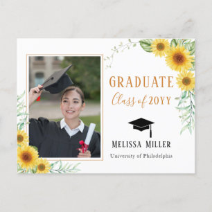 Cartes Pour Fêtes Annuelles Tournesol Elegant Graduation photo