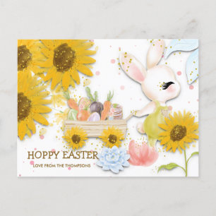 Cartes Pour Fêtes Annuelles Tournesol mûre Lapin Hoppy Blanc Pâques