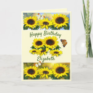 Cartes Pour Fêtes Annuelles Tournesol personnalisé Texte personnalisé Annivers