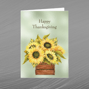 Cartes Pour Fêtes Annuelles Tournesols Boîte Jaune Aquarelle Thanksgiving