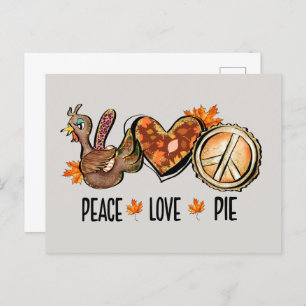 Cartes Pour Fêtes Annuelles tourte à dinde mignonne Thanksgiving peace love
