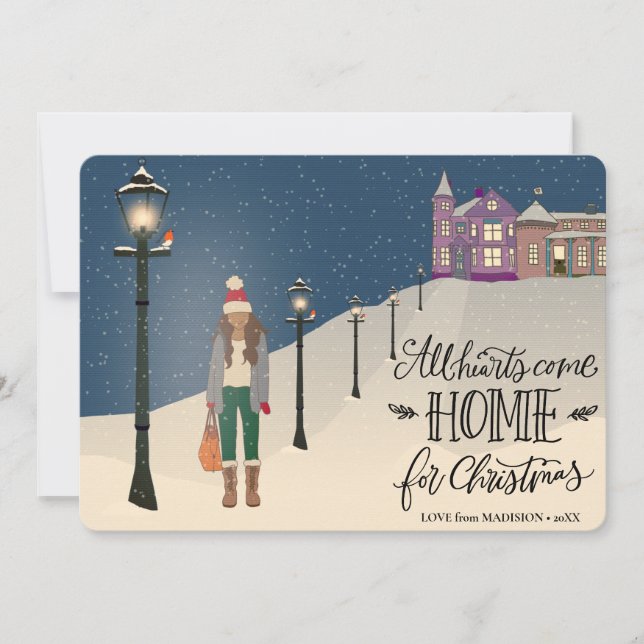 Cartes Pour Fêtes Annuelles Tous Les Coeurs Reviennent À La Maison Pour Noël (Devant)