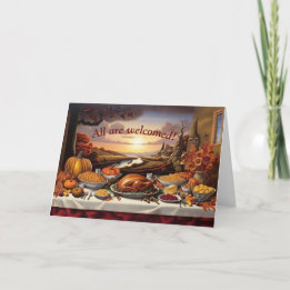 Cartes Pour Fêtes Annuelles Tous Sont Accueillis Thanksgiving Day Card