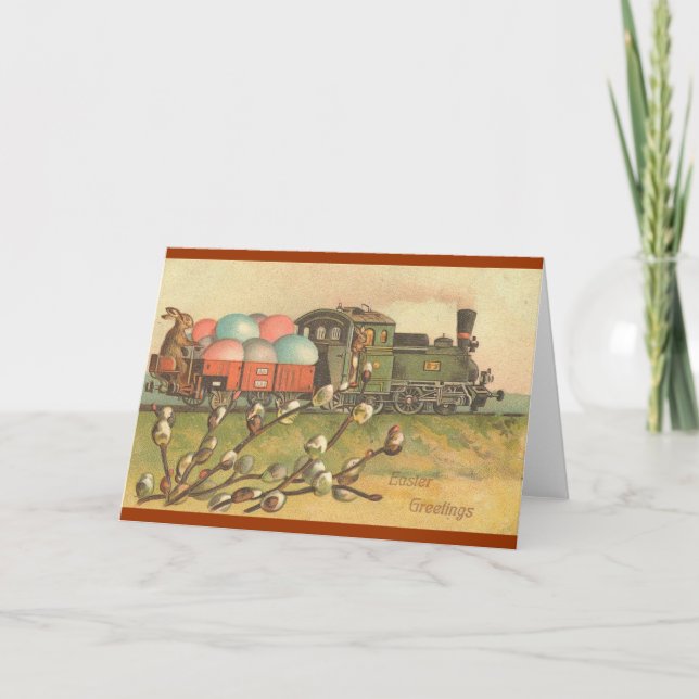 Cartes Pour Fêtes Annuelles Tout à bord ! Le train de Pâques ! (Devant)