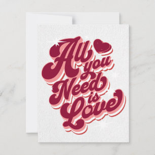 Cartes Pour Fêtes Annuelles Tout ce dont vous avez besoin est l'amour - Retro