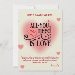 Cartes Pour Fêtes Annuelles Tout ce dont vous avez besoin est l'amour Saint-Va