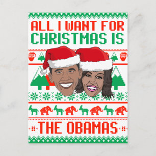 Cartes Pour Fêtes Annuelles Tout ce que je veux pour Noël c'est les Obamas
