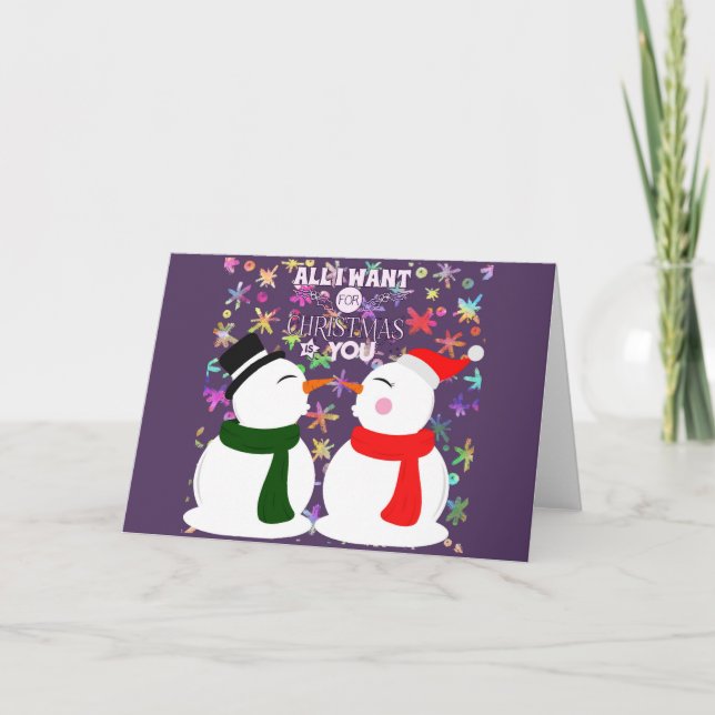 Cartes Pour Fêtes Annuelles Tout Ce Que Je Veux Pour Noël Mignon Snowman (Devant)