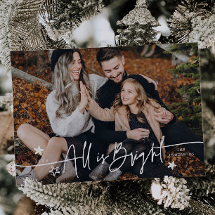 Cartes Pour Fêtes Annuelles Tout Est Bright Script Typographie Photo Holiday C