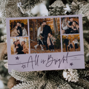 Cartes Pour Fêtes Annuelles Tout Est Bright Violet Multi Photo Holiday Card