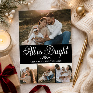 Cartes Pour Fêtes Annuelles Tout est brillant Élégant Noir Multi Photo Noël