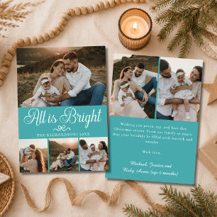 Cartes Pour Fêtes Annuelles Tout est brillant Ocean Blue Multi Photo Noël