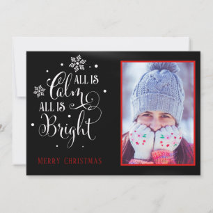 Cartes Pour Fêtes Annuelles "Tout est calme", Élégante photo recto verso Noël