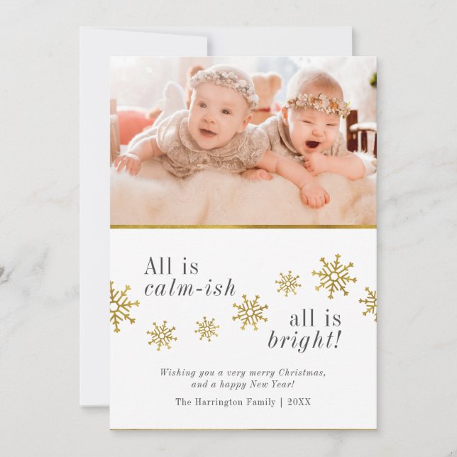 Cartes Pour Fêtes Annuelles Tout Est Calme | Funny Christmas Holiday Photo (Devant)