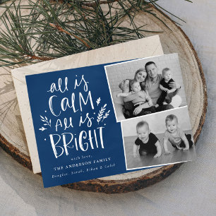 Cartes Pour Fêtes Annuelles Tout est calme, tout est lumineux Blue 2 Photo