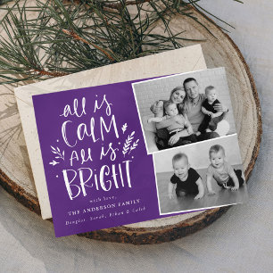 Cartes Pour Fêtes Annuelles Tout est calme, tout est lumineux violet 2 Photo