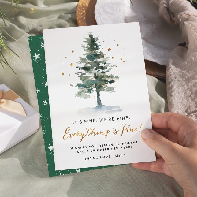 Cartes Pour Fêtes Annuelles Tout est fin Aquarelle Arbre de Noël (Créateur téléchargé)