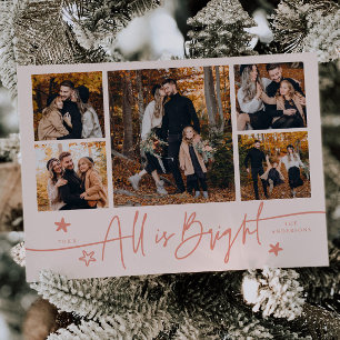 Cartes Pour Fêtes Annuelles Tout Est Lumineux Peach Multi Photo Holiday Card