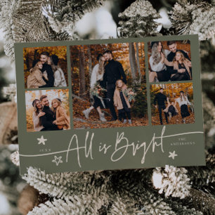 Cartes Pour Fêtes Annuelles Tout Est Lumineux Sage Green Multi Photo Holiday C