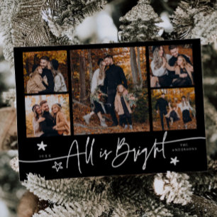 Cartes Pour Fêtes Annuelles Tout est noir brillant Multi Photo Holiday Card