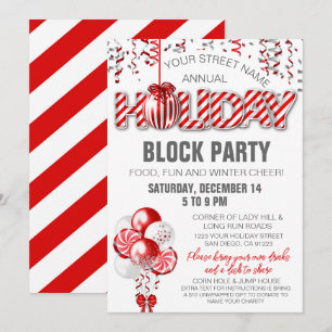 Cartes Pour Fêtes Annuelles Tout événement ballon bonbon à la menthe Invitatio