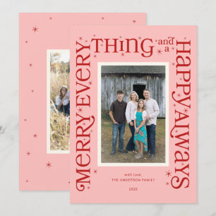 Cartes Pour Fêtes Annuelles Tout Joyeux et Toujours Heureux Rose