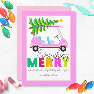 Cartes Pour Fêtes Annuelles Tout Joyeux Panier de golf rose Arbre de Noël