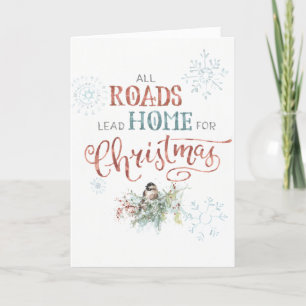 Cartes Pour Fêtes Annuelles Toutes les routes mènent à la maison pour Noël