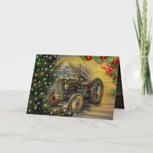 Cartes Pour Fêtes Annuelles Tracteur agricole de Noël avec arbre de Noël