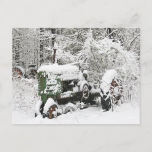 Cartes Pour Fêtes Annuelles Tracteur couvert de neige