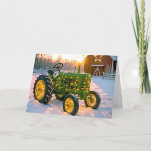 Cartes Pour Fêtes Annuelles Tracteur de ferme vert de Noël
