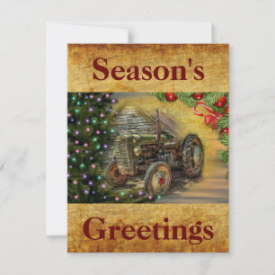 Cartes Pour Fêtes Annuelles Tracteur de la ferme de Noël avec arbre de Noël
