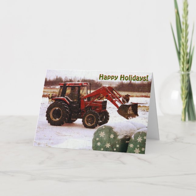 Cartes Pour Fêtes Annuelles Tracteur de Noël (Devant)