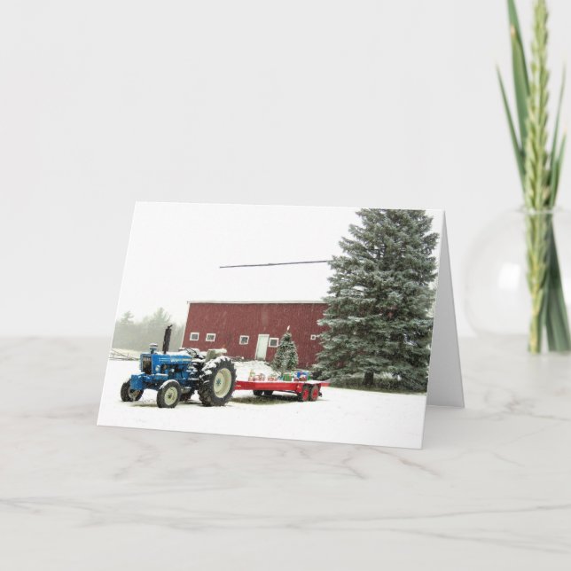 Cartes Pour Fêtes Annuelles Tracteur et grange (Devant)