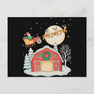 Cartes Pour Fêtes Annuelles Tracteur Père Noël Ferme Agriculteur Noël Agricult
