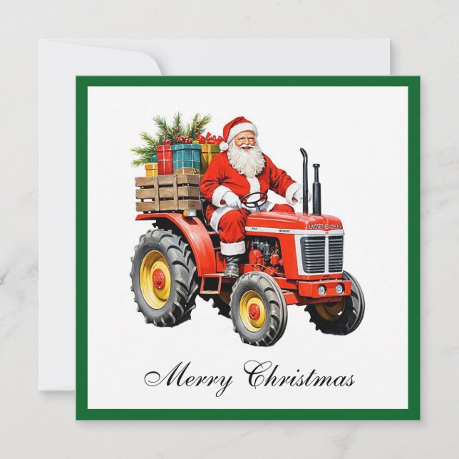 Cartes Pour Fêtes Annuelles Tracteur rouge branché Funny Noël non photo (Devant)