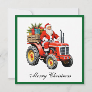 Cartes Pour Fêtes Annuelles Tracteur rouge branché Funny Noël non photo