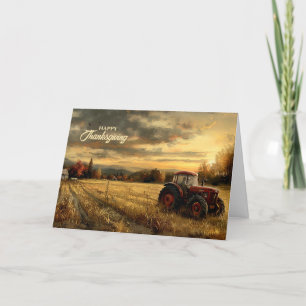 Cartes Pour Fêtes Annuelles Tracteur vintage à la ferme, automne, Action de gr