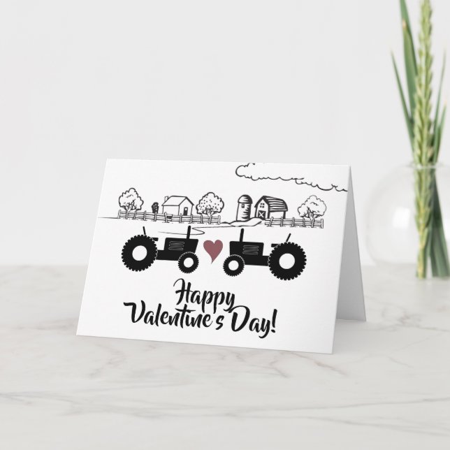 Cartes Pour Fêtes Annuelles Tracteurs en LOVE Country Farm Saint Valentin (Devant)